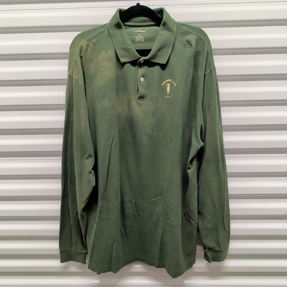 L.L. Bean Size XL Tall Mens Green Long Sleeve Polo Cotton Cranmer Cup 2008 Logo — photo 2